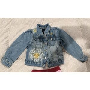 VTG Y2K Baby GAP Jean Denim Jacket Blue Cute Embroidered Cottage Flower Bee/4T